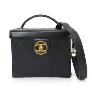 CHANEL Bicolore Vanity 2-way Hand/Shoulder Bag in Black Lambskin (A01620)